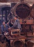 Johannes Martini Fruhstuck in der Lokomotivwerkstatte, oil painting reproduction